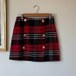 SHEIN Red and Black Plaid Mini Skirt